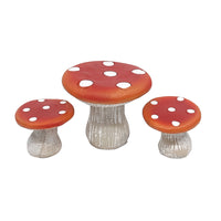 Miniature Mushroom Table and Chairs Set for Your Fairy Garden