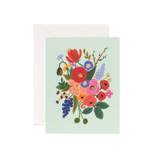 Garden Party Mint blank floral greeting card by Rifle Paper Co