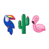 Toucan, Cactus and Flamingo Embroidered Badges