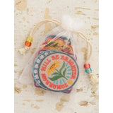 7 Reusable Stick-On Embroidery Patches Packaged in a Sweet Little Organza Bag