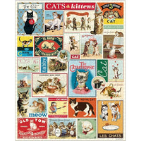 Cats Vintage 1000 Piece Puzzle by Cavallini and Co. Picture is of completed puzzle.