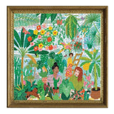 Plant Ladies Jigsaw Puzzle by Eeboo. Pictured is completed puzzle in a gold frame.