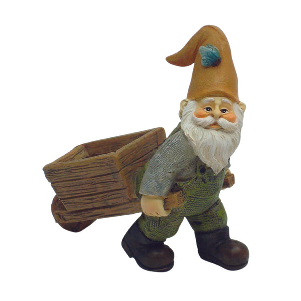 Miniature Garden Gnome with His Wheelbarrow for your Fairy Garden