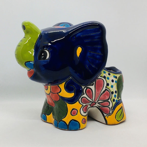 Authentic Imported Talavera Elephant Planter Crafted by Mexican Artisans