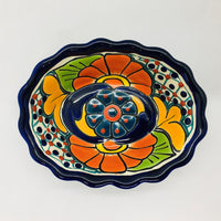 Authentic Imported Talavera Oval Bowl Crafted by Mexican Artisans