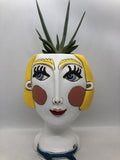 Darcell Abstract Lady Planter by Allen Designs. Pictured with an Aloe plant