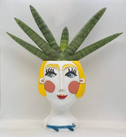 Darcell Abstract Lady Planter by Allen Designs. Pictured with an Aloe plant