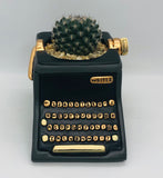 Baby black typewriter planter by Allen Designs. Pictured planted with a cactus