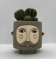 Allen Designs Baby Brown Hairy Jack Planter. Pictured planted with cacti