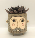 Allen Designs Baby Brown Hairy Jack Planter. Pictured planted with a Black Prince succulent