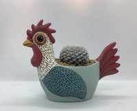 Allen Designs Baby Chicken Planter. Pictured planted with a cactus