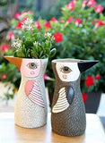 White bird vase or watering can by Allen Designs. Pictured with brown bird vase or watering can by Allen Designs holding Jade succulent