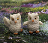 Mini Brown Owl Figurine - White