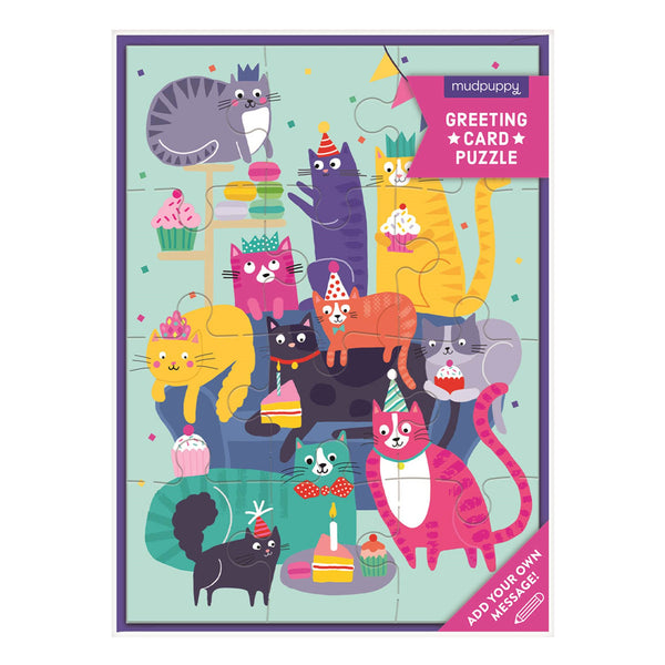 Cat Party Puzzle Greeting Card by Mudpuppy
