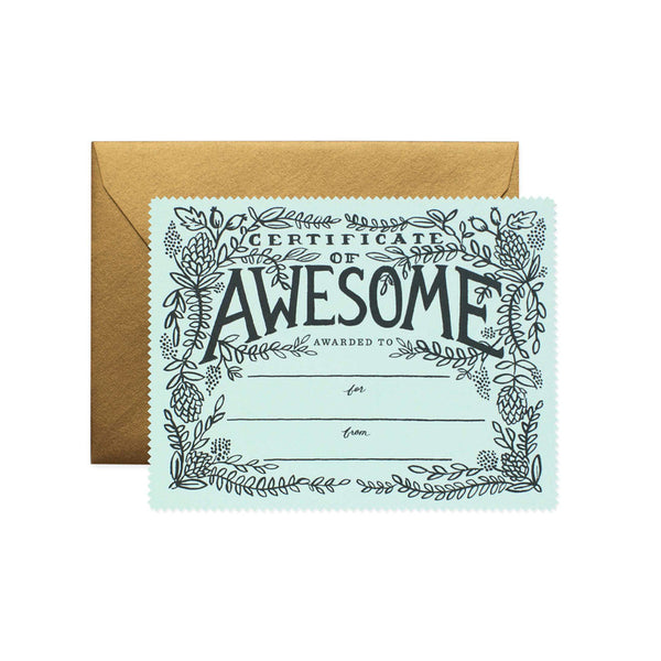 Certificate of Awesome Greeting Card by Rifle Paper Co