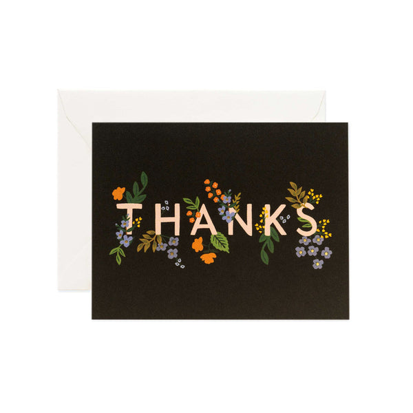 Posey Black Floral Thank You Card by Rifle Paper Co